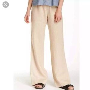 Bella Dahl Linen Blend Wide Leg Pants Beige Drawstring‎ Waist Women's Size S